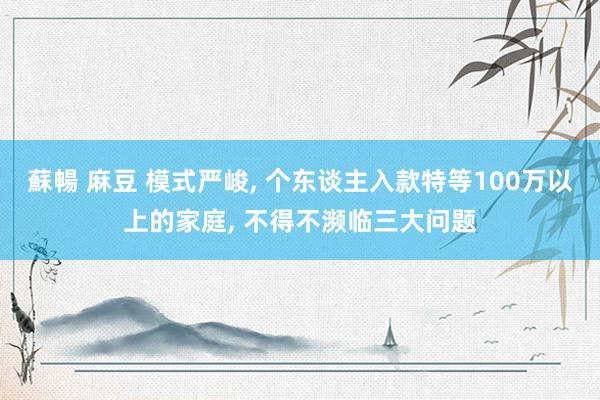 蘇暢 麻豆 模式严峻， 个东谈主入款特等100万以上的家庭， 不得不濒临三大问题