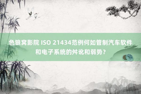 色狼窝影院 ISO 21434范例何如管制汽车软件和电子系统的舛讹和弱势？