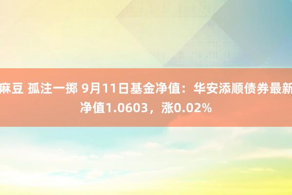 麻豆 孤注一掷 9月11日基金净值：华安添顺债券最新净值1.0603，涨0.02%