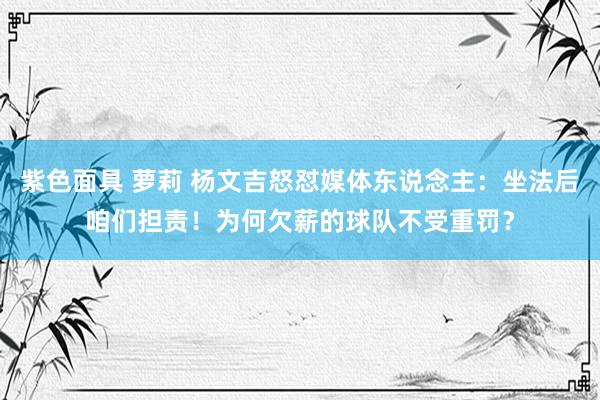 紫色面具 萝莉 杨文吉怒怼媒体东说念主：坐法后咱们担责！为何欠薪的球队不受重罚？