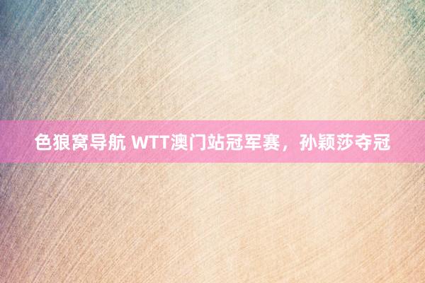 色狼窝导航 WTT澳门站冠军赛，孙颖莎夺冠