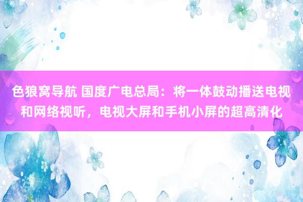 色狼窝导航 国度广电总局：将一体鼓动播送电视和网络视听，电视大屏和手机小屏的超高清化