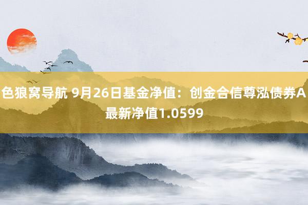 色狼窝导航 9月26日基金净值：创金合信尊泓债券A最新净值1.0599