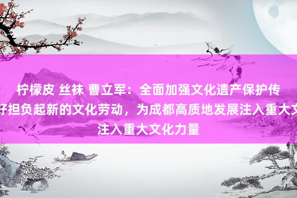 柠檬皮 丝袜 曹立军：全面加强文化遗产保护传承，更好担负起新的文化劳动，为成都高质地发展注入重大文化力量