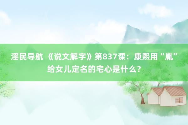 淫民导航 《说文解字》第837课：康熙用“胤”给女儿定名的宅心是什么？