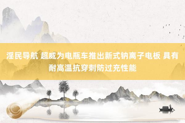 淫民导航 超威为电瓶车推出新式钠离子电板 具有耐高温抗穿刺防过充性能