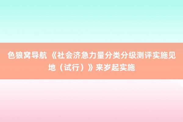 色狼窝导航 《社会济急力量分类分级测评实施见地（试行）》来岁起实施