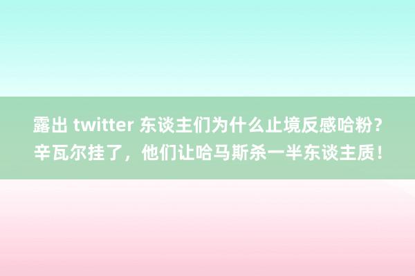 露出 twitter 东谈主们为什么止境反感哈粉？辛瓦尔挂了，他们让哈马斯杀一半东谈主质！