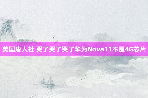 美国唐人社 哭了哭了哭了华为Nova13不是4G芯片