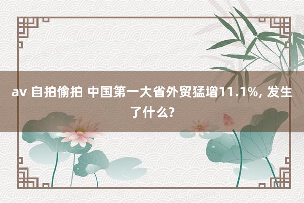 av 自拍偷拍 中国第一大省外贸猛增11.1%， 发生了什么?