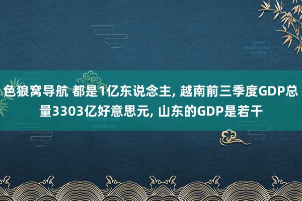 色狼窝导航 都是1亿东说念主， 越南前三季度GDP总量3303亿好意思元， 山东的GDP是若干