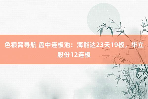 色狼窝导航 盘中连板池：海能达23天19板，华立股份12连板