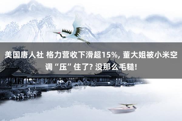 美国唐人社 格力营收下滑超15%， 董大姐被小米空调“压”住了? 没那么毛糙!