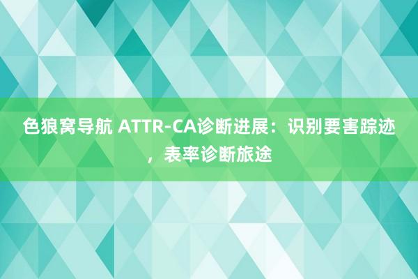 色狼窝导航 ATTR-CA诊断进展：识别要害踪迹，表率诊断旅途