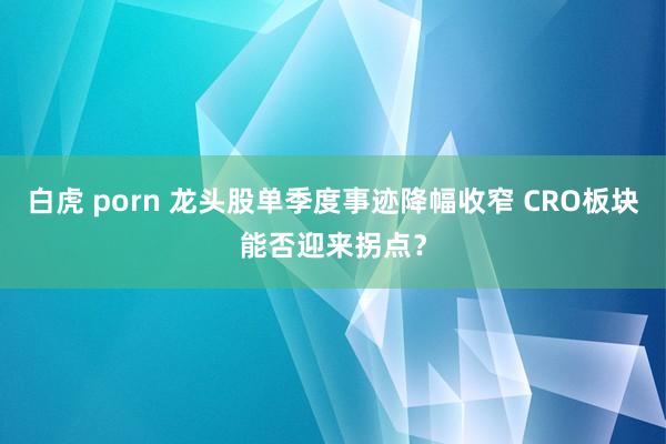 白虎 porn 龙头股单季度事迹降幅收窄 CRO板块能否迎来拐点？