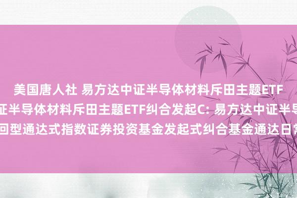 美国唐人社 易方达中证半导体材料斥田主题ETF纠合发起A，易方达中证半导体材料斥田主题ETF纠合发起C: 易方达中证半导体材料斥田主题来回型通达式指数证券投资基金发起式纠合基金通达日常申购、赎回、退换和如期定额投资业务的公告