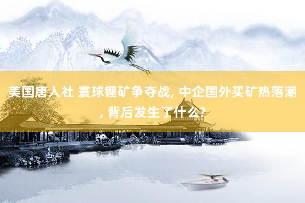 美国唐人社 寰球锂矿争夺战， 中企国外买矿热落潮， 背后发生了什么?