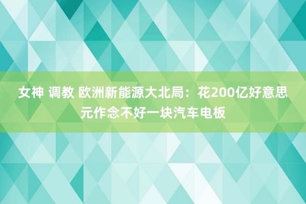 女神 调教 欧洲新能源大北局：花200亿好意思元作念不好一块汽车电板