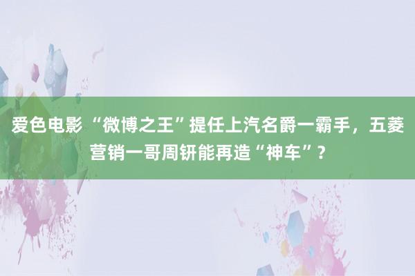 爱色电影 “微博之王”提任上汽名爵一霸手，五菱营销一哥周钘能再造“神车”？