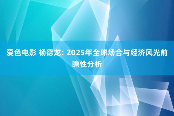 爱色电影 杨德龙: 2025年全球场合与经济风光前瞻性分析