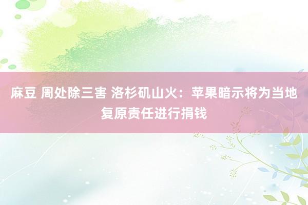 麻豆 周处除三害 洛杉矶山火：苹果暗示将为当地复原责任进行捐钱